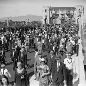 Opening of the Burrard Bridge in 1932 in Vancouver