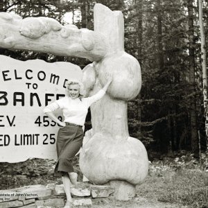 Marilyn Monroe in Banff, Alberta in 1953 while filming River of No Return.