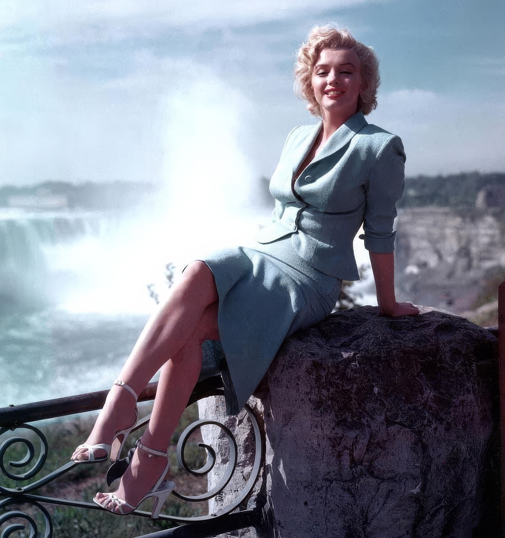 Marilyn Monroe in Niagara Falls circa 1953, promoting the release of her film, Niagara.
